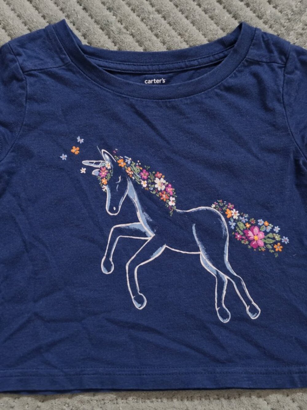 Carter’s Girls Navy Floral Unicorn Short Sleeve Shirt